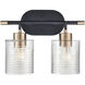 Renitta 2 Light 13.9 inch Matte Black/Modern Gold Vanity Light Wall Light